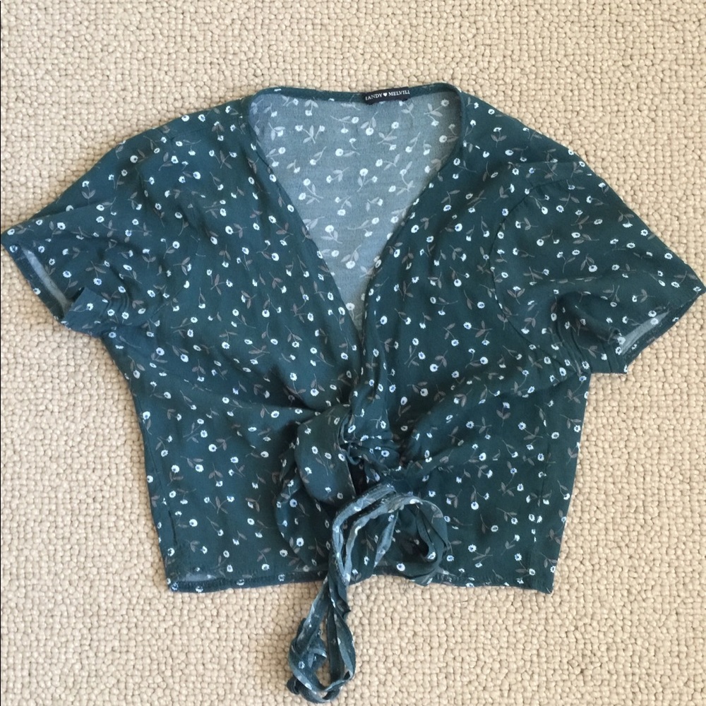 Brandy Melville Floral Top in Green